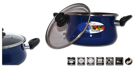 Magefesa 2454140031 - Olla con Tapa de Acero esmaltado Mod danubio 24 cm Azul