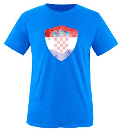 Comedy Shirts - Kroatien Trikot - Wappen: Groß - Wunsch - Kinder T-Shirt - Royalblau/Weiss Gr. 86-92