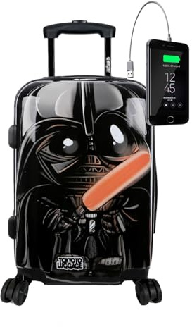 TOKYOTO Kabinentrolley Kinderkoffer Handgepäck Flugzeug für Mädchen Jungen Für Fans von Comics Star Cartoons Wars Hartschalenkoffer Kabinenkoffer 55x35x20 cm TSA-Schloss USB-Anschluss Black Empire