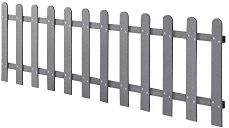 NEU.HOLZ Valla de jardín Exterior Elda WPC Elemento de Valla Decorativa de 12 Listones Delimitar Zonas Compuesto de Madera-Plástico Altura 60 cm Largo 2 m - Gris
