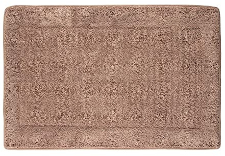 PANA® Viskoelastische Frottee Badematte (50 x 80 cm) • Hochflor Badvorleger mit viskoelastischem Memoryschaum • rutschfest und saugstark • Waschbarer Duschvorleger • Farbe: Taupe
