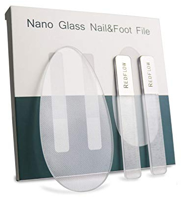RedFlow Glass Nail File,Nail Buffer Set Contains 2 Nano Glass Nail Files and 1 Nano Glass Foot File,Professional Manicure Set,Nail Files for Natural Nails Removing Calluses