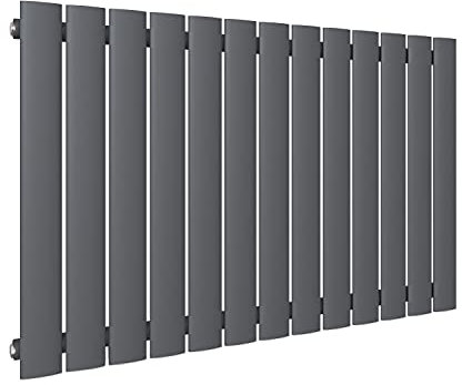 SONNI radiatore termoarreto a parete 630 x 1004 x 48 mm, termosifone a soggiorno potenza 683 W, radiatore orizzontale strato singolo da bagno, connessioni centrali G 1/2 - Antraciate