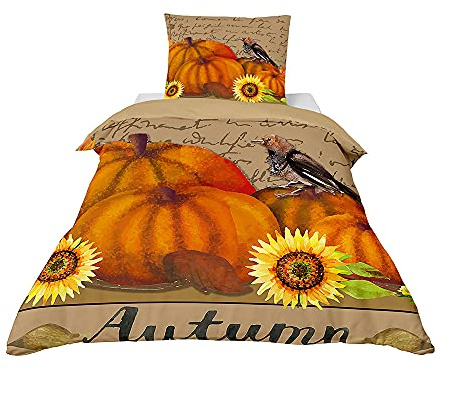 FANSU Children Baby Girls Boys Kids Duvet Cover Bedding Set 2 Piece, Nursery Easy Care Quilt Cover & Pillow Set for Toddler Cot Bed - 3d Pumpkin Print (sunflower,120x150cm+40x60cm)