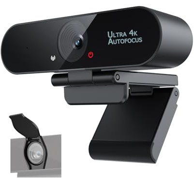 Smilodon Autofocus Webcam 1080P, Pro, con microfono aggiornato, copertura privacy, treppiede, per conferenze, live streaming, registrazione, compatibile con Skype/Teams/Zoom/YouTube