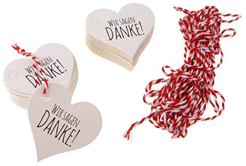 100 Stück Wir Sagen Danke Love Herz Kraftpapier Geschenkpapier Etikett Karte Weiß