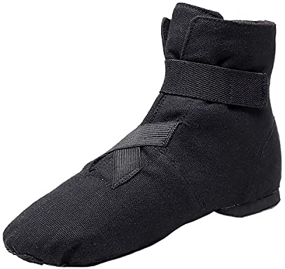 Modernes Chaussures de Jazz Danse Chausson de Ballet Boot Semelle Souple Yoga Gymnastique Split Plate Ballet Doux Toile Chaussons pour Femmes Noir 38