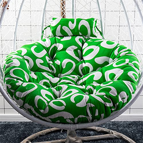 Morbuy Papasansessel Kissen Sitzauflage, Rundes Dicke Stuhlkissen Bequem & Weich Sitzkissen Hängesessel für Outdoor Indoor Garten Stuhlauflage (120x120CM,Grüne Buchstaben)