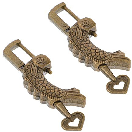 YARNOW Kleiner Retro Vorhängeschloss Fischform Aus Zinklegierung Mit Schlüssel Vintage Kofferschloss Für Schmuck Und Kosmetikbox Kleines Tragbares Sicherheitsschloss Für Reisen