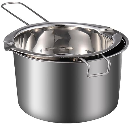 HEMOTON Ensemble De Marmites À Double Bain-Marie En Acier Inoxydable Pot De Fusion D'eau Bouillante Avec Double Bec Verseur Pot De Fusion De Chocolat Pour Bougie Beurre Bonbons Fromage