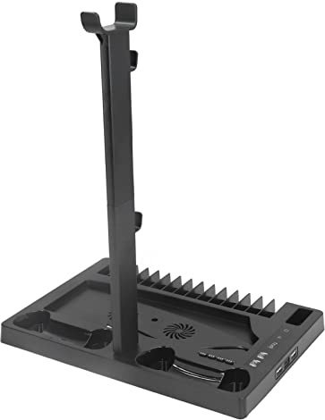 for PS5 Vertical Stand Cooling Fan, for PS5 Controller Charging Cooling Station with Headphone Stand Storage Tray