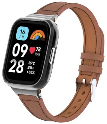 nuosiweilang Armband Kompatibel mit Xiaomi Redmi Watch 3 Active Armband Ersatzband Lederarmband Uhrenarmband Zubehör für Xiaomi Redmi Watch 3 Active Smartwatch Männer und Frauen Braun