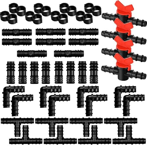 44PCS Bewässerung Anschluss Kit für Schläuche, BetterJonny Schlauchverbinder Bewässerung Verbinder Bewässerung PE Schlauch Anschluss Widerhaken Verbinder für 16 mm Schlauch Bewässerung System