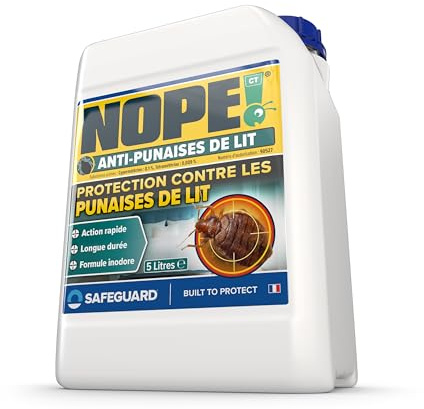 NOPE! CP Anti-Punaises de Lit - Bidon 5L - Solution Contre Les Punaises de Lit dans la Maison - Action Rapide - Effet Longue durée jusqu'à 3 Mois | Action rapide, protection jusqu’à 3 mois, formule à base d’eau, sans solvant, sans parfum, prêt à l’emploi