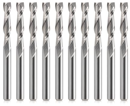 EU_HOZLY 3.175X3.175X17mm Zwei Flöten VHM Micro End Fräser CNC Holz Gravierwerkzeuge Spiral Router Bits Packung mit 10