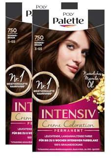 POLY PALETTE Intensiv Creme Coloration 3-65/750 Schokobraun Stufe 3 (2 x 115 ml), permanente Coloration für bis zu 8 Wochen intensiven Farbglanz & 100% Grauabdeckung