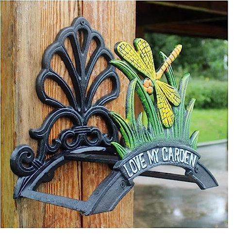 Schlauchhalter Gartenschlauchhalter zur Wandmontage, robuster Gusseisen-Bewässerungsschlauchaufroller-Aufhänger for Aufhängen an der Wand, hübsche dekorative Schlauchaufbewahrung im Vintage-Stil, Wand