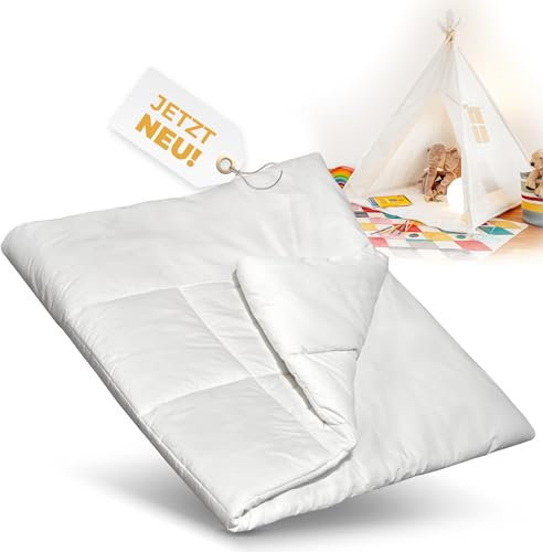 ALRITHO Tapis de sol avec rubans, 120 x 120 cm, rembourré, pour tentes tipi, maisons de jeu, couverture de jeu confortable en coton [blanc]