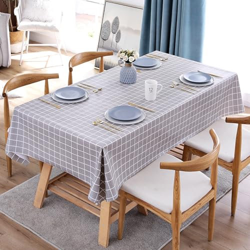 KLUOT Tischdecke 90x90cm grau Abwaschbar Tischtuch wasserdicht - In- & Outdoor, Garten - PVC Wachstuch Plastik-Tischdecke Wachstischdecke