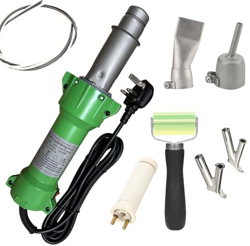 Beyondlife Plastic Hot Air Welder Heating Gun PVC Vinyl Rod Plastic Welder Welding Hot Gas Pistol Tool 1600W, UK Plug, with LED Lighting