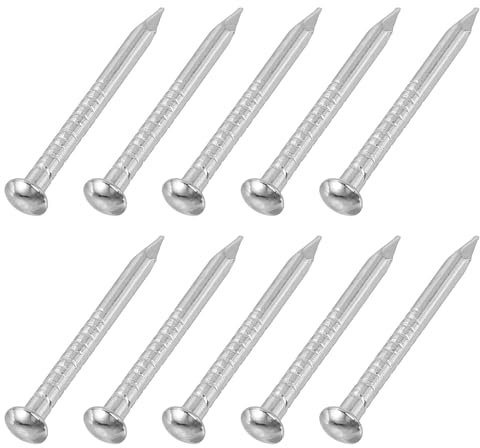 sourcing map 50Pcs Small Hardware Nails, 1.5 x 19mm Carbon Steel Round Head Nail Common Finishing Nail for Household Woodworking Picture Hanging DIY Projects, Silver