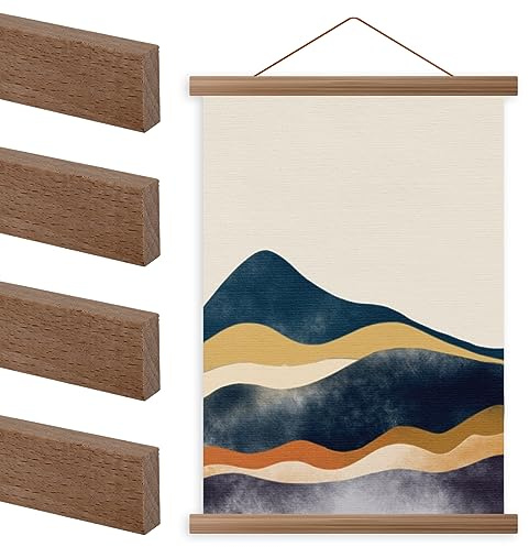 IXTIX Magnetisch Posterschiene, Magnet Magnetische 21/30/40/51CM, Posterleiste Posterschiene Holz für Gemälde, Poster, Reisekarten und Andere Künstlerische Poster (Braun-30CM)