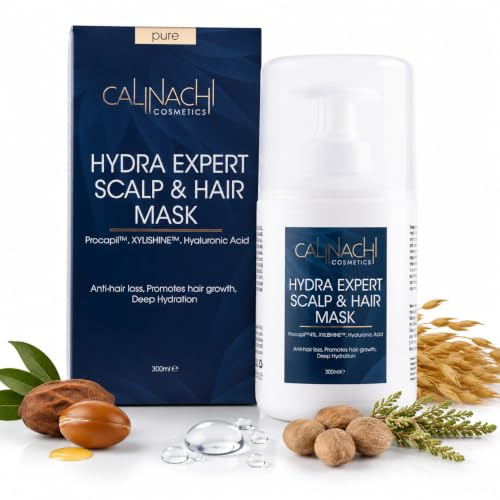 CALINACHI feuchtigkeitsspendende Tiefenmaske Anti-Haarbruch & Feuchtigkeits gegen Haarausfall - Haarmaske 300 ml – Hyaluronsäure + Procapil + Xylishine | Kopfhautpflege, stärkt Haaransatz