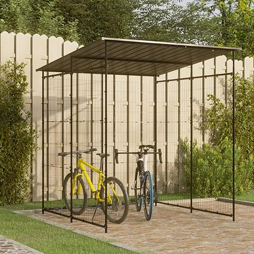 Xichuzi Fahrradschuppen, Fahrradgarage, Fahrrad Garage, Gerätehaus, Fahrrad Unterstand, Lagerschuppen, Geräteschrank, 190x190x222 cm Stahl Schwarz