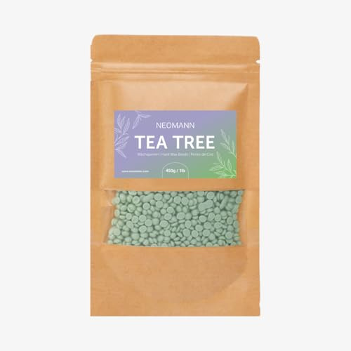 NEOMANN Waxing Perlen zur Wachs Haarentfernung 450g Teebaum-Duft-Hartwachs oder Wax für Schmerzfreie Wachsperlen Haarentfernung-für alle Wachswärmer und Ganzen Körper