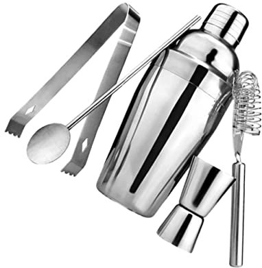 Cabilock 5piezas Coctelera para Cócteles Herramientas para Coctelería Medidor de Lados Duraderos Kit de Coctelería Shaker Cocktail