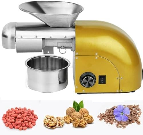 RRHCW Automatico Elettrico Pressa Olio, Frantoio per Olive, Controllo Temperatura Olio Macchina Estrazione Automatico Pressa Calda in Acciaio Inox Estrattore per Commerciale & Domestico-Metallic