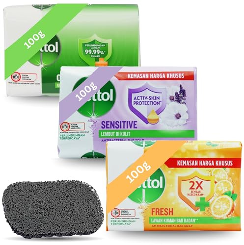 Antibacterial Soap Bundle with 3 pack soap bars - Original, Sensitive, Fresh (100 gr each) and Glameno Soap Holder