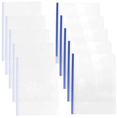 craspire 10 Ensembles Rapport Couvre Barre coulissante 2 Couleurs Blanc et Bleu capacité Dossier de Format A4 12 Pouces classeurs de Diapositives de Livre Bingding Clips Grip 70 Feuilles Tirez Tige