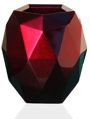 Campella - Poliedrus Lacado - Maceteros Decorativos Interior - Diseño Moderno - Tiestos para Plantas Interior - Decoración Interiores y Exteriores Elegantes - Maceta Grande (Rojo Ruby, Grande)
