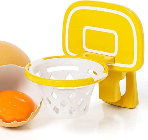 Separatore uovo giallo e bianco, cestino da basket, separatore di tuorlo d'uovo divertente, filtro per uova in plastica, estrattore per gadget da cucina, accessori da cucina pratici (giallo)