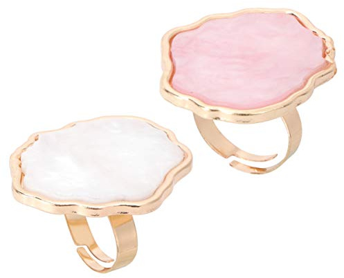 VALICLUD Nagel Farbpaletten Ringpalette 2 Stück Marmor Design Nailart Fingerring Platte Nail Art Mischpaletten Weiß Und Rosa