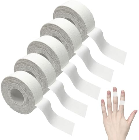 5-Roll Zinc Oxide Tape,1.25cm x 10m Breathable Wrist Finger Tape,Easy-Tear Strapping Tape,Adhesive & Flexible Athletic Tape for Wrist,Finger & Ankle Support