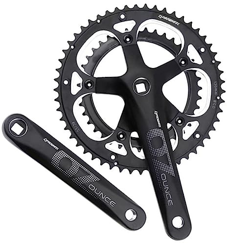 Bike Guarnitura, Guarnitura per Bici da Corsa 39-53T, Corona Stretta e Larga Doppia Tonda, 130BCD, Cono Quadrato da 170 mm e 172,5 mm
