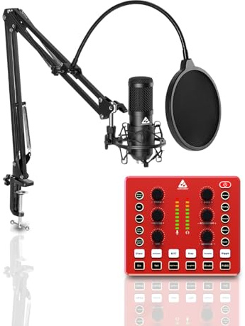 Audio Array Paquete profesional todo en 1 | Micrófono de condensador con mezclador de tarjeta de sonido Bluetooth USB | Configuración completa para transmisión, podcasting, juegos, canto y grabación