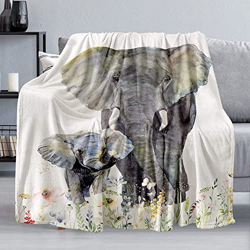Elephant Blanket, Soft Warm Fuzzy Fleece Plush Blanket 50''x40'', Smooth Cozy Flannel Throw Blanket for Bed/Couch/Office/Camping