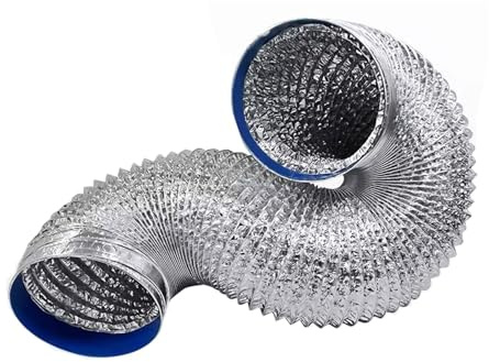 Tubo flessibile for condotto dell'aria in alluminio con morsetti, confezione da 1, diverse misure e lunghezze for cappa aspirante da cucina e bagno.(2m,120mm)