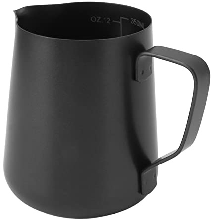 Beufee Milk Frothing Pitchers, Stainless Steel Steaming Pitchers Coffee Frother Cup with Scale for Cafe Kitchen (350ML)