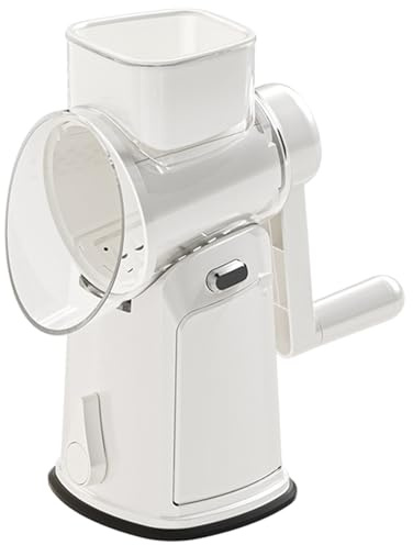 5-i-1 Handvevad Grönsaksrivare, Roterande Köksrivare med Utbytbara Blad i Rostfritt Stål, Lämplig for Alla Typer av Frukt och Grönsaker(White)