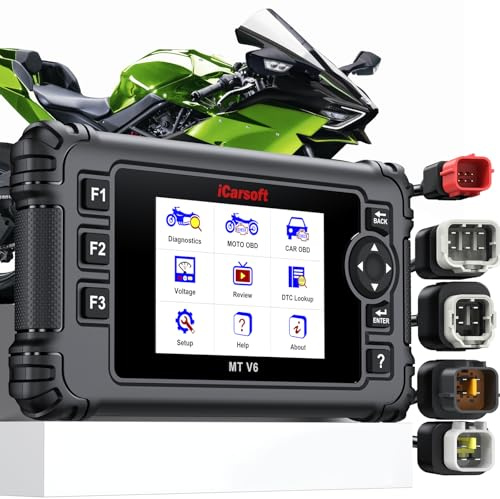 Motocicletas Herramienta de Diagnóstico para Kawasaki,iCarsoft MT V6 Escáner de avería de Motocicleta- con Test Activo, Funciones Especiales, Test de Batería y Lectura/Borrado de Códigos de Fallas