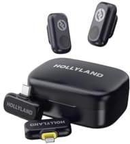 HOLLYLAND LARK A1 Combo gris espacial con receptor USB-C + receptor Lightning + funda de carga micrófono inalámbrico LARK-A1-Combo