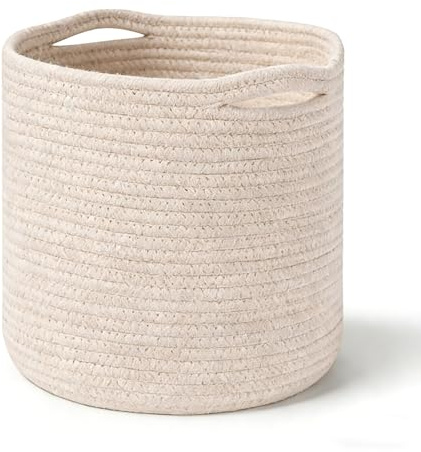 LUPATDY Wäschekorb Geflochten, Aufbewahrungskorb mit Griffen, Wäschesammler Handarbeit, Korb Aufbewahrung für Decken, Spielzeug, Kuscheltier, Kleidung, Beige