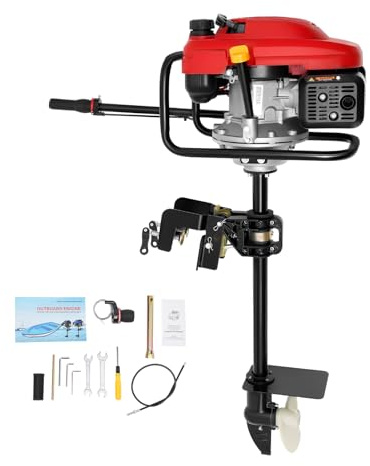 Mqwdxzfes 4-takts utombordsmotor 3,5 KW 200 cc, bärbar båtmotor med 1,3 l tank och dragstart, gummibåtsmotor, luftkyld encylinder båtmotor för fiskebåtar, småbåtar, gummibåtar 4–6 m