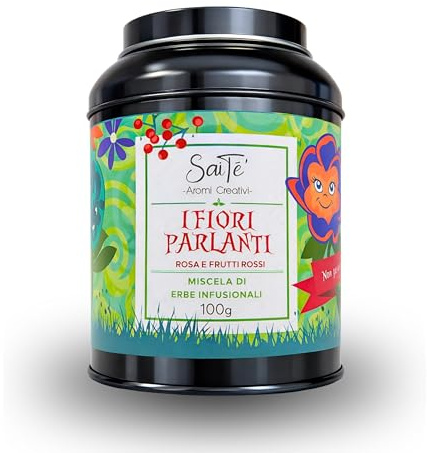 SaiTè Tisane sfuse I Fiori Parlanti 100gr, Tisana con frutti rossi, rosa e frutta, gusto avvolgente e delicato, Tisane regalo - Made in Italy