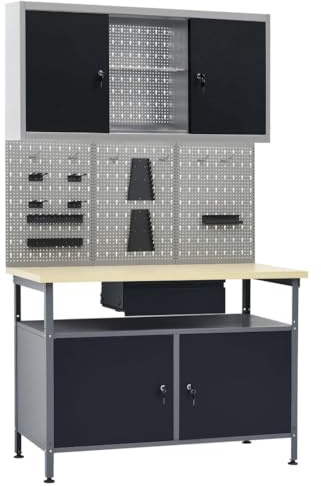 Générique Établi avec 3 Panneaux muraux et 1 Armoire,Accessoires de quincaillerie,Organisation & Rangement d'outils,Établis,3053432
