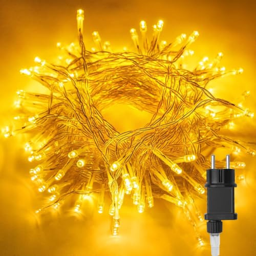 Lichterkette Innen Außen mit Stecker,10M 80 LED Outdoor Lichterketten | 8 Modi Wasserdicht mit Timer, Lichterkette Indoor Deko für Hochzeit Garten Terassen Balkon Weihnachtsbeleuchtung -Warmweiß